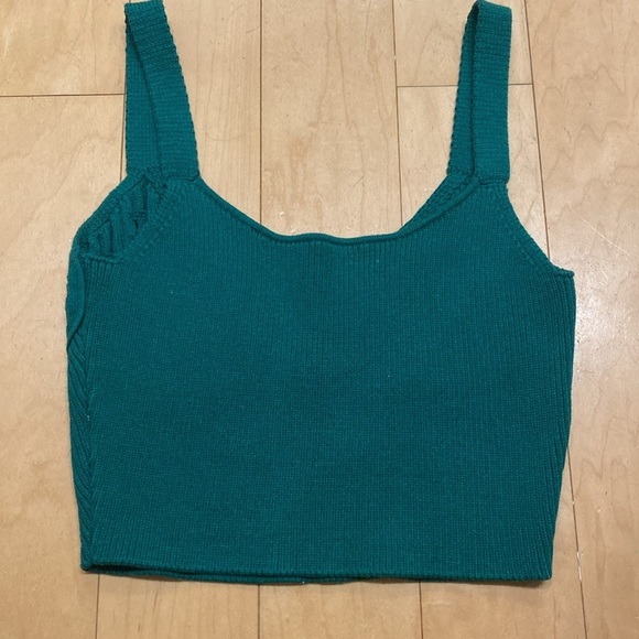 Ronny Kobo Lyra Cable Knit Green Cutout Knit Bra Crop Top Size S - Picture 5 of 8